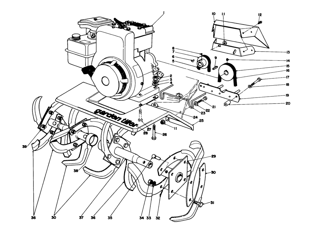 Tine And Engine Assembly Diagram and Parts List for 58226 8000001 - 8999999 Toro Tiller
