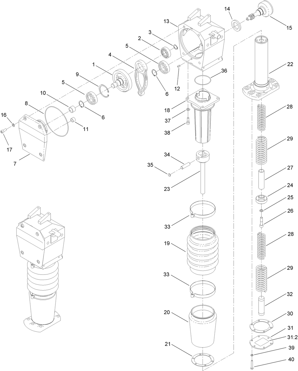 Rammer Assembly Diagram and Parts List for 68035 400000000 - 401999999 Toro Lawn Tractor