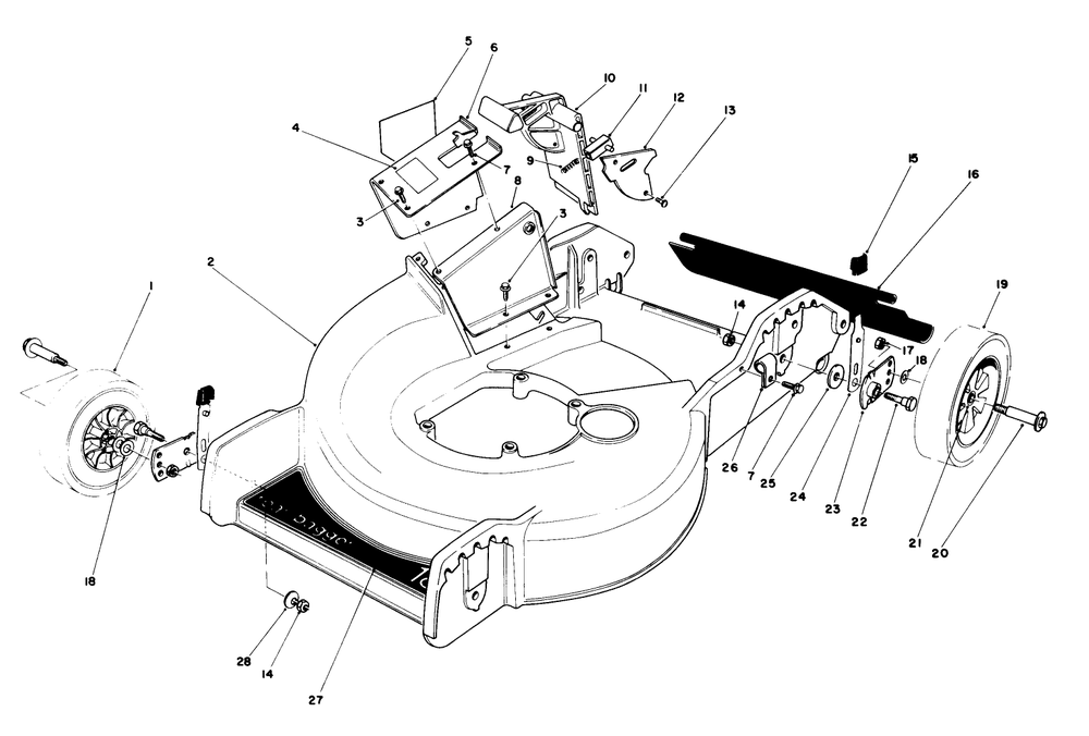 Housing Assembly Diagram and Parts List for 20574 7000001 - 7999999 Toro Lawn Mower