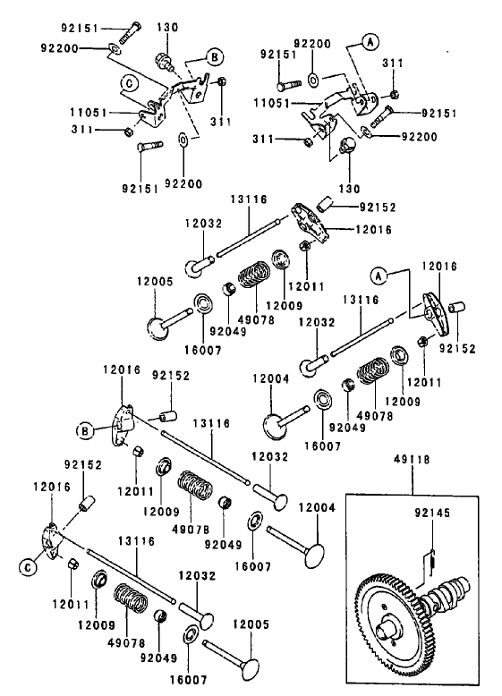 Valve/Camshaft Assembly Diagram and Parts List for 74214 (230000001-230006000)(2003) Toro Lawn Mower