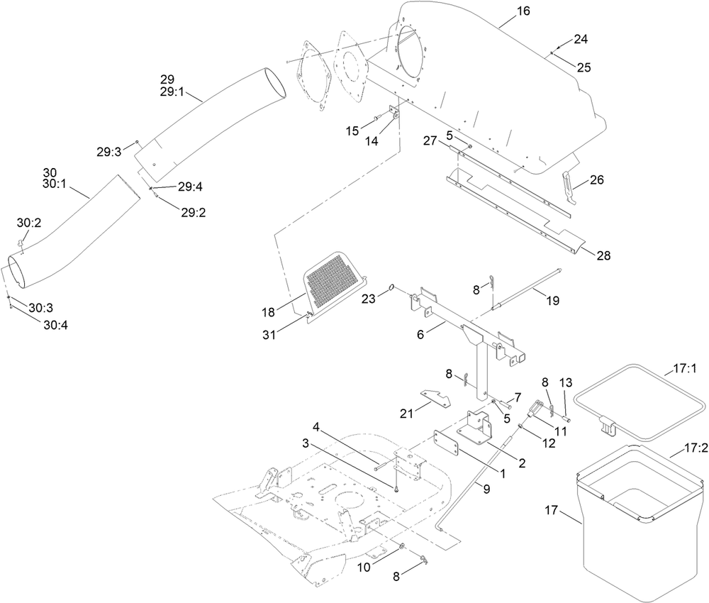 Twin Bagger And Hood Assembly Diagram and Parts List for 79330 407000000 - 999999999 Toro Lawn Tractor