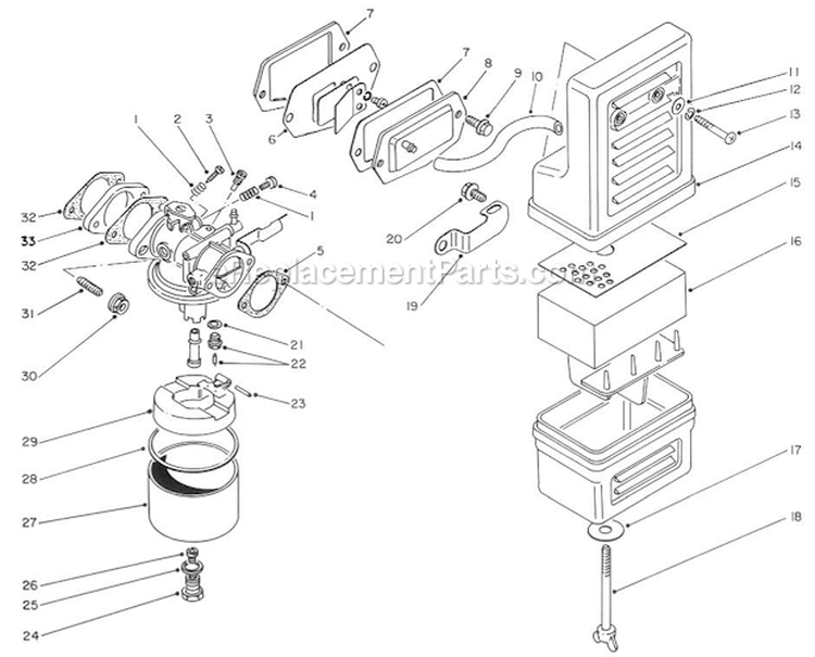 Air Cleaner And Carburetor Assembly Diagram and Parts List for 62025 8000001-8999999 Toro Generator