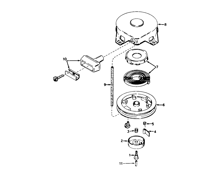 Rewind Starter Model No. 590420 Diagram and Parts List for 58200 1000001 - 1999999 Toro Tiller