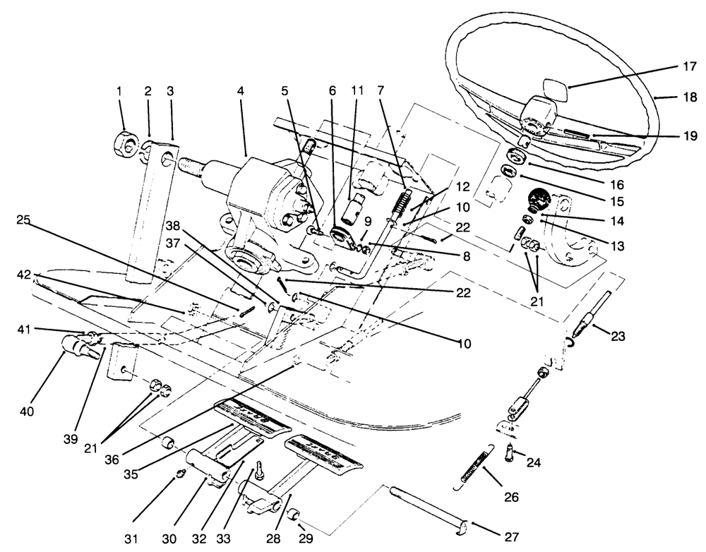 Pedals & Steering Wheel Assembly Diagram and Parts List for 30620 690001 - 699999 Toro Lawn Tractor