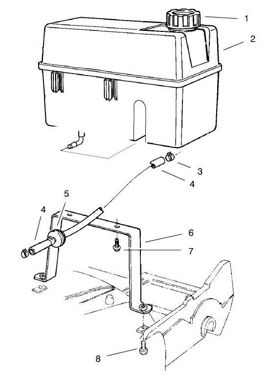 Gas Tank Assembly Diagram and Parts List for 22141 790000001 - 799999999 Toro Lawn Mower