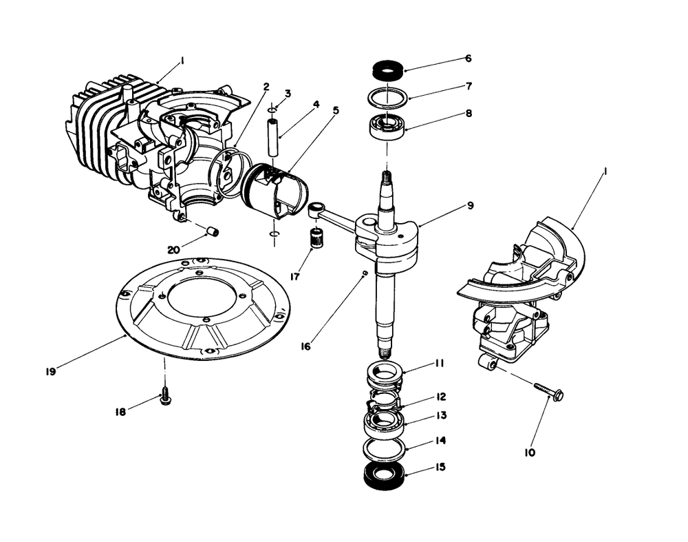 Crankshaft Assembly (Engine Model No. 47pf5 & 47pg6) Diagram and Parts List for 20584 7000001 - 7999999 Toro Lawn Mower
