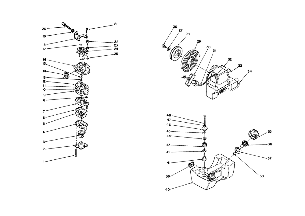 Engine Assembly (Continued) Diagram and Parts List for 51675 1000001 - 1999999 Toro Trimmer