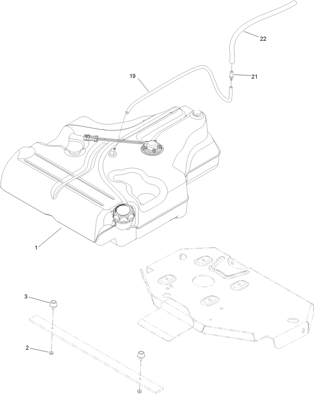 Fuel System Assembly Diagram and Parts List for 74958 402090000-403319860 Toro Lawn Mower
