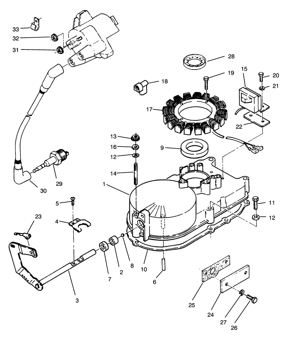 Gearcase & Ignition Assembly Diagram and Parts List for Y1-16OEE4 2000001 - 2999999 Toro Lawn Tractor