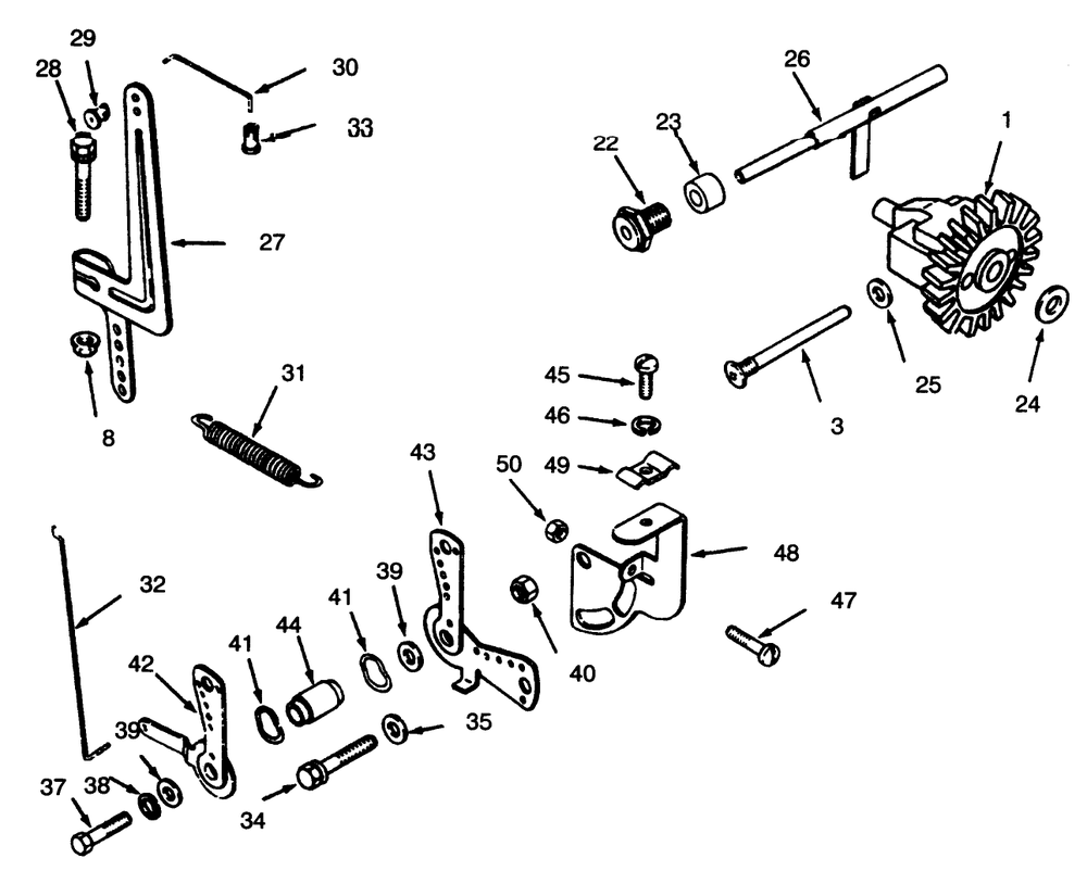 Governor Linkage Diagram and Parts List for 73401 5901261 - 5999999 Toro Lawn Tractor