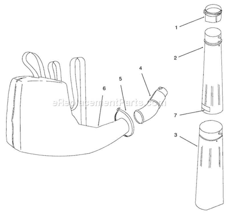 Vacuum Assembly Diagram and Parts List for 62901 790000001-7999999991997 Toro Leaf Blower / Vacuum