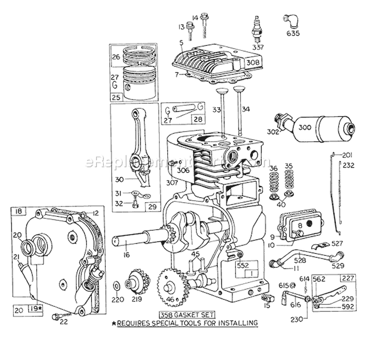 Engine Model No. 130202 Type 0209 Briggs & Stratton Diagram and Parts List for 62905 3000001-3999999 - 1973 Toro Leaf Blower / Vacuum