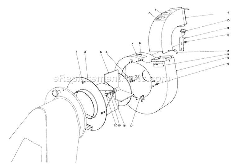 Blower Assembly (models 62911 & 62922) Diagram and Parts List for 62911 4000001-4999999 - 1974 Toro Leaf Blower / Vacuum