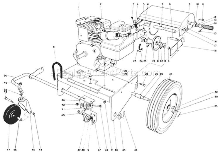 Engine And Base Assembly (model 62922) Diagram and Parts List for 62911 4000001-4999999 - 1974 Toro Leaf Blower / Vacuum