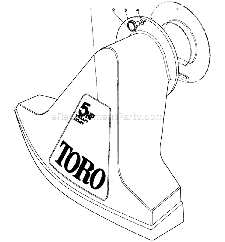 Snout Assembly Diagram and Parts List for 62912 0000001-0999999 - 1980 Toro Leaf Blower / Vacuum