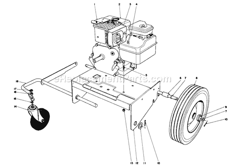 Engine Diagram and Parts List for 62912 0000001-0999999 - 1980 Toro Leaf Blower / Vacuum