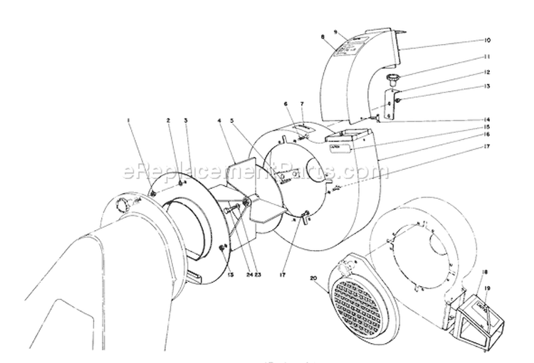 Blower Assembly Diagram and Parts List for 62912 1000001-1999999 - 1981 Toro Leaf Blower / Vacuum