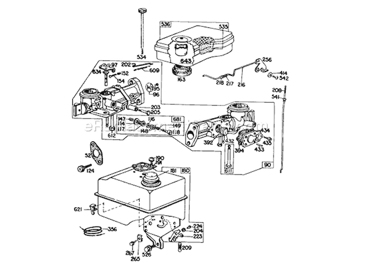 Carburetor Assembly Diagram and Parts List for 62912 1000001-1999999 - 1981 Toro Leaf Blower / Vacuum