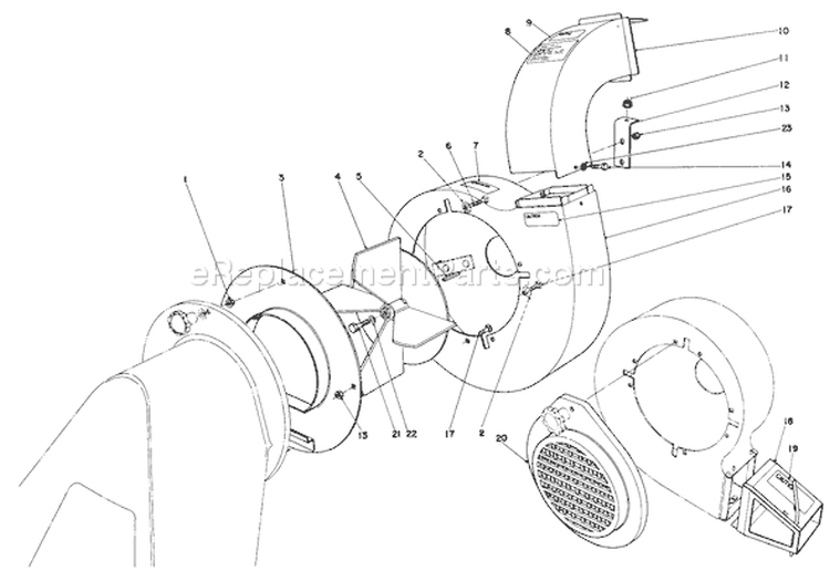 Blower Assembly Diagram and Parts List for 62912 2000001-2999999 - 1992 Toro Leaf Blower / Vacuum