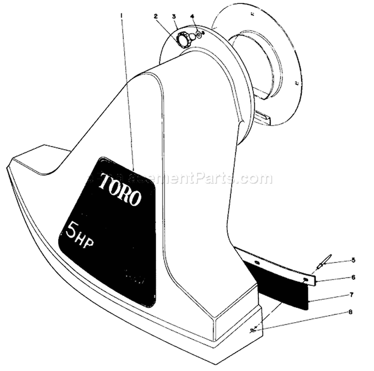 Snout Assembly Diagram and Parts List for 62912 2000001-2999999 - 1992 Toro Leaf Blower / Vacuum