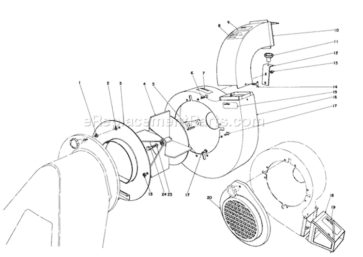 Blower Assembly Diagram and Parts List for 62912 2000001-2999999 - 1982 Toro Leaf Blower / Vacuum