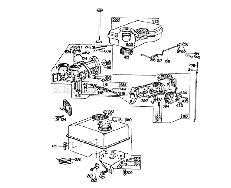 Carburetor Assembly Diagram and Parts List for 62912 2000001-2999999 - 1982 Toro Leaf Blower / Vacuum