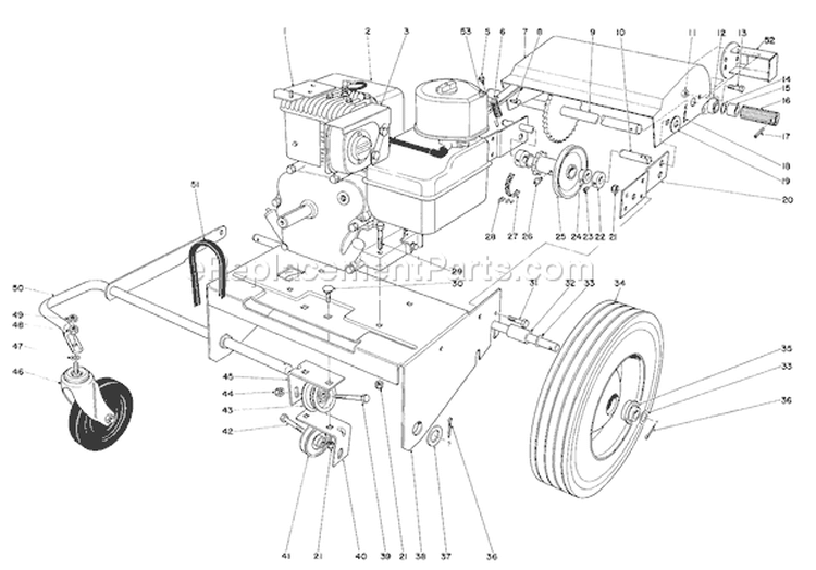 Engine & Base Assembly Diagram and Parts List for 62923 4900001-4999999 - 1994 Toro Leaf Blower / Vacuum