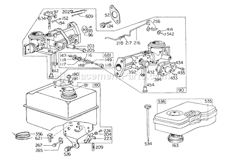 Carburetor Assembly Diagram and Parts List for 62912 6000001-6999999 - 1976 Toro Leaf Blower / Vacuum