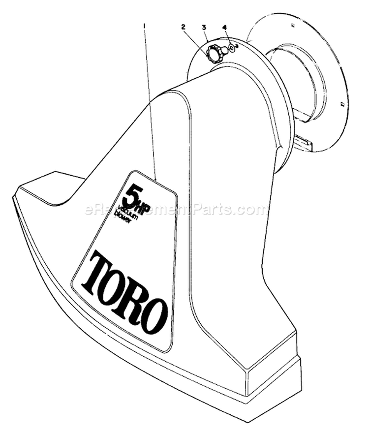 Snout Assembly Diagram and Parts List for 62923 8000001-8999999 - 1978 Toro Leaf Blower / Vacuum