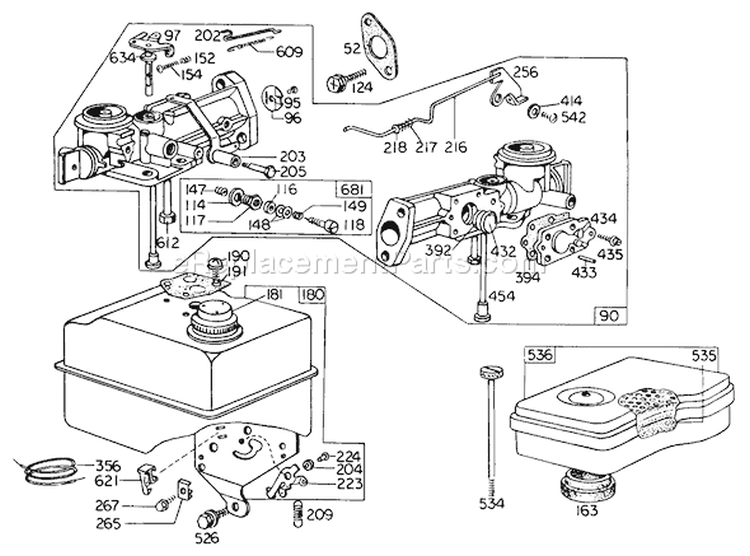 Carburetor Assembly Diagram and Parts List for 62923 8000001-8999999 - 1978 Toro Leaf Blower / Vacuum