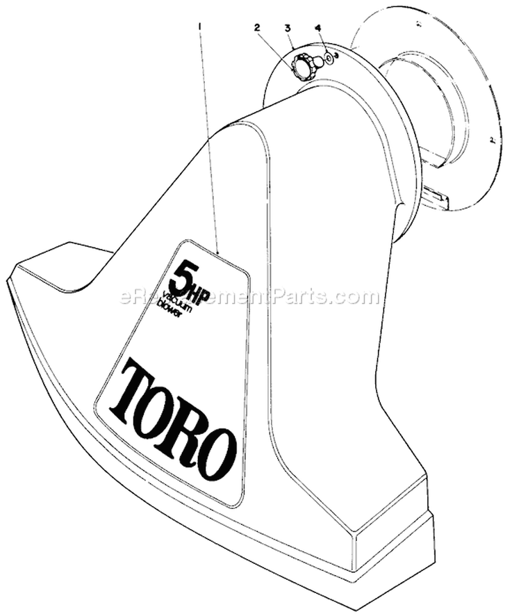 Snout Assembly Diagram and Parts List for 62912 9000001-9999999 - 1979 Toro Leaf Blower / Vacuum