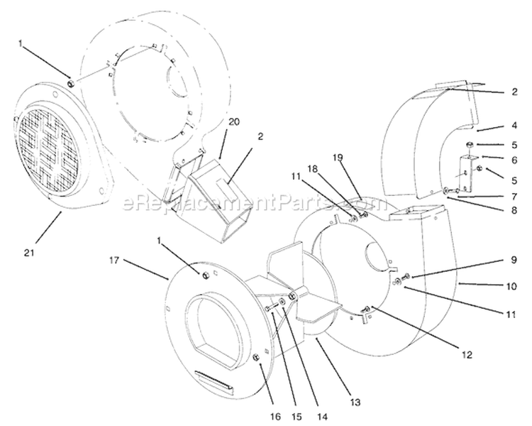 Blower Assembly Diagram and Parts List for 62924 5900001-5999999 - 1995 Toro Leaf Blower / Vacuum