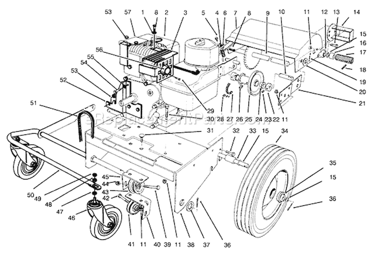 Engine & Base Assembly Diagram and Parts List for 62924 5900001-5999999 - 1995 Toro Leaf Blower / Vacuum