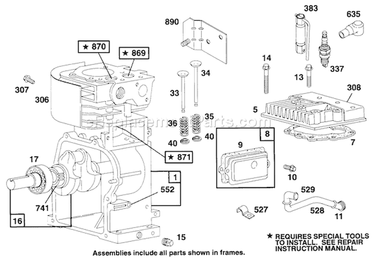 Engine Diagram and Parts List for 62924 5900001-5999999 - 1995 Toro Leaf Blower / Vacuum