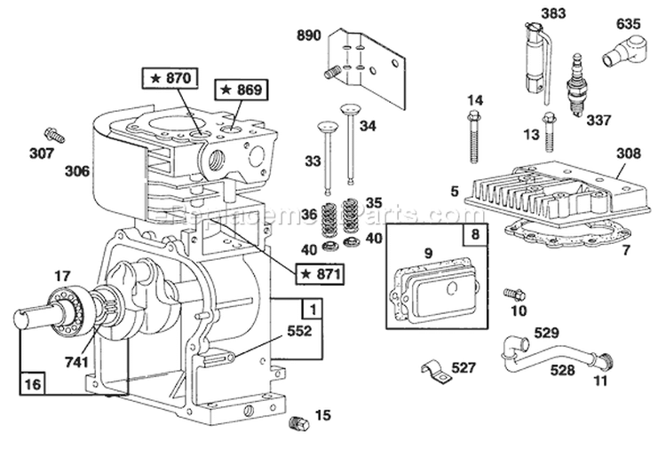 Engine Diagram and Parts List for 62924 6900001-6999999 - 1996 Toro Leaf Blower / Vacuum