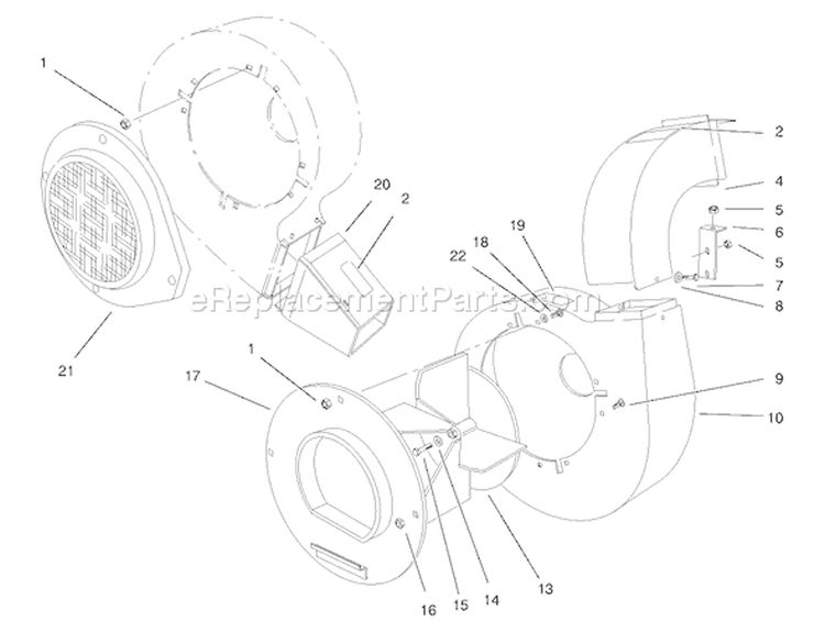 Blower Assembly Diagram and Parts List for 62924 7900001-7999999 - 1997 Toro Leaf Blower / Vacuum