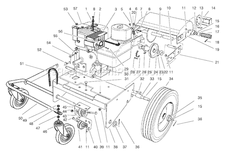 Engine & Base Assembly Diagram and Parts List for 62924 7900001-7999999 - 1997 Toro Leaf Blower / Vacuum