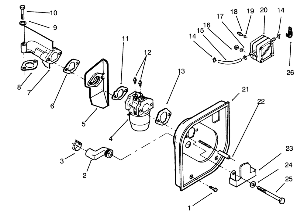 Carburetor And Fuel Pump Diagram and Parts List for 72041 3900001 - 3999999 Toro Lawn Tractor