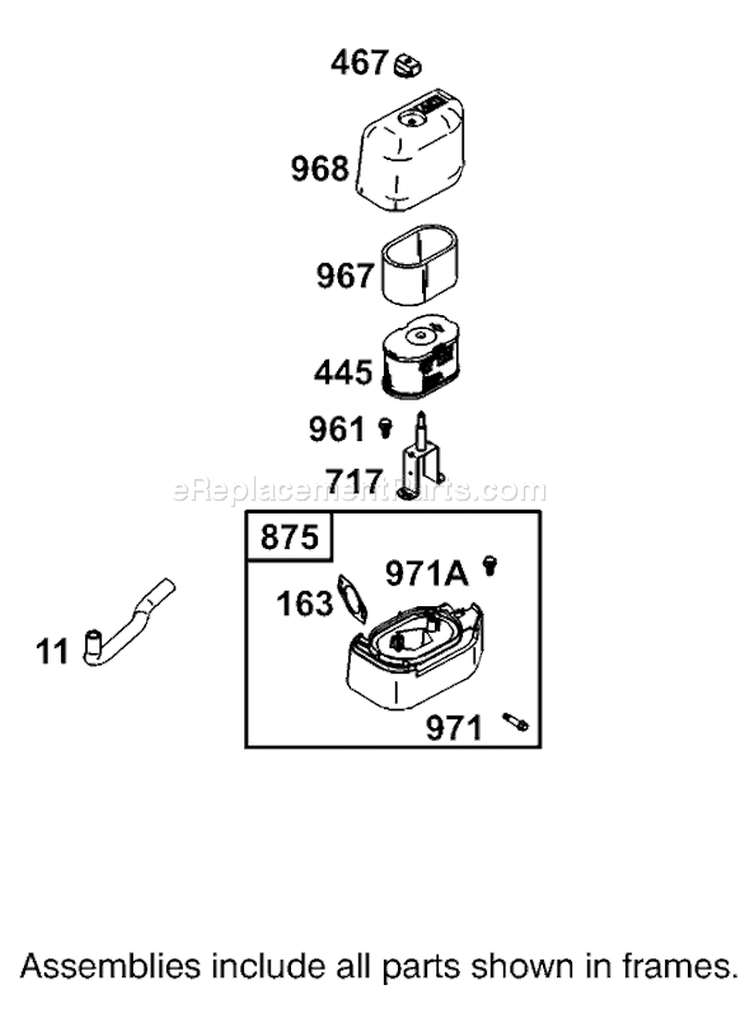 Air Cleaner Assembly Diagram and Parts List for 62925 210000001-210999999 - 2001 Toro Leaf Blower / Vacuum