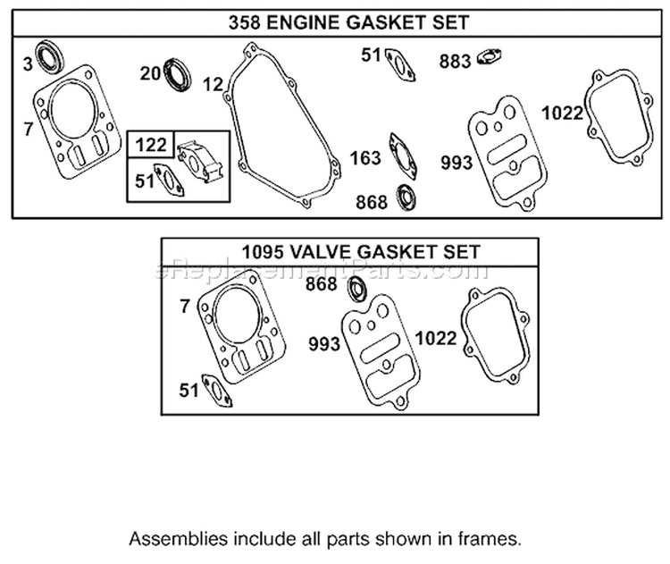 Gasket Assembly Diagram and Parts List for 62925 210000001-210999999 - 2001 Toro Leaf Blower / Vacuum