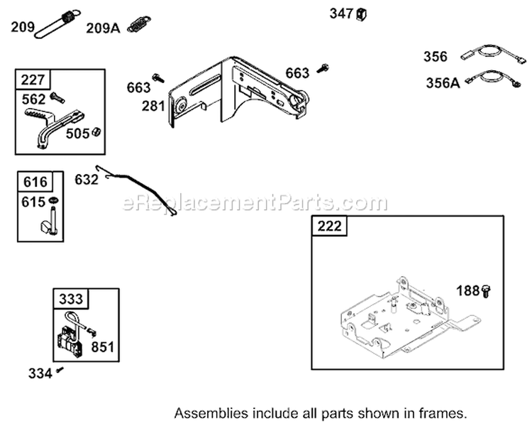 Governor Assembly Diagram and Parts List for 62925 210000001-210999999 - 2001 Toro Leaf Blower / Vacuum
