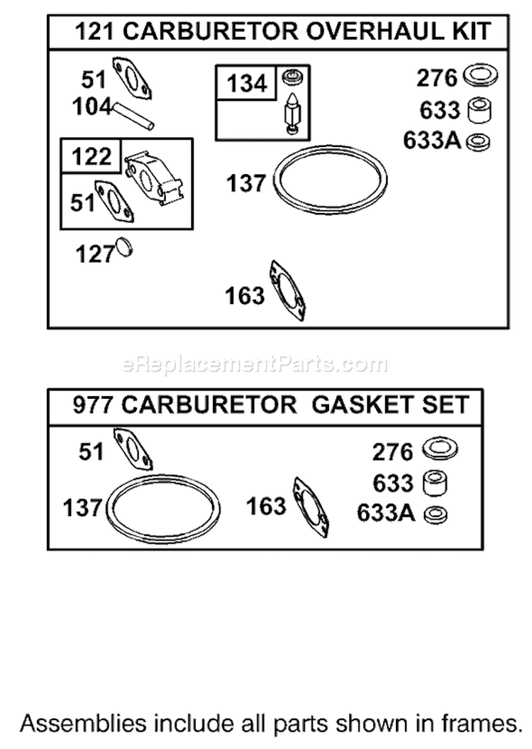 Carburetor Overhaul Kit Diagram and Parts List for 62925 210000001-210999999 - 2001 Toro Leaf Blower / Vacuum
