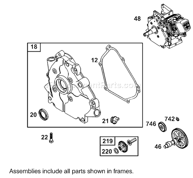 Crankcase Assembly Diagram and Parts List for 62925 210000001-210999999 - 2001 Toro Leaf Blower / Vacuum