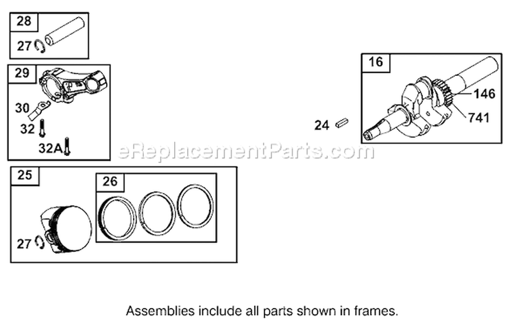 Crankshaft Assembly Diagram and Parts List for 62925 210000001-210999999 - 2001 Toro Leaf Blower / Vacuum