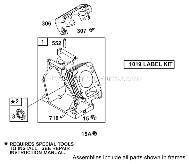 Cylinder Assembly Diagram and Parts List for 62925 210000001-210999999 - 2001 Toro Leaf Blower / Vacuum