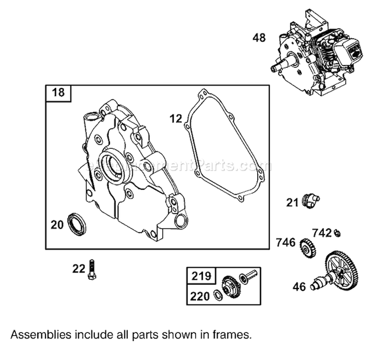 Crankcase Assembly Diagram and Parts List for 62925 240000001-240999999 - 2004 Toro Leaf Blower / Vacuum
