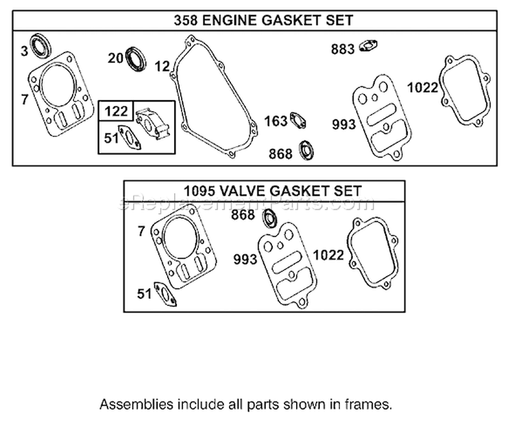 Gasket Assembly Diagram and Parts List for 62925 240000001-240999999 - 2004 Toro Leaf Blower / Vacuum