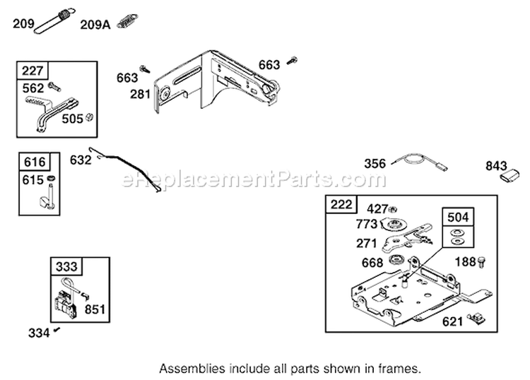 Governor Assembly Diagram and Parts List for 62925 240000001-240999999 - 2004 Toro Leaf Blower / Vacuum