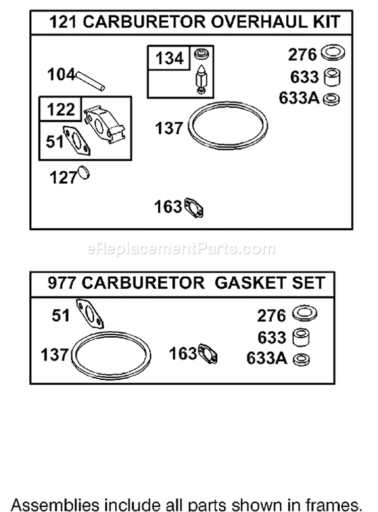 Carburetor Overhaul Kit Diagram and Parts List for 62925 240000001-240999999 - 2004 Toro Leaf Blower / Vacuum