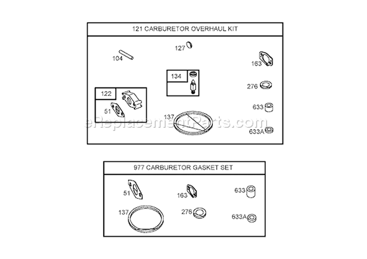 Caburetor Overhaul Kit Diagram and Parts List for 62925 260000001-260999999 - 2006 Toro Leaf Blower / Vacuum